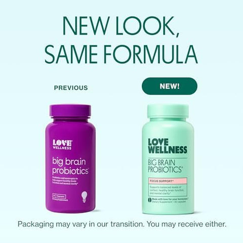 Love Wellness Big Brain Probiotics Nootropics Brain Support Supplement Brain Supplements For Memory And Focus Promotes Mental Clarity & Mood Organic Reishi Chaga & Lions Mane 30 Count