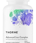 Thorne - Advanced Iron Complex - Complete Blood Support Formula - Elemental Iron Folate B And C Vitamins For Optimal Absorption - Chelated Iron Supplement - Gluten Dairy & Soy-Free 60 Capsules