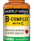 Mason Natural Vitamin Bcomplex With Vitamin C Healthy Heart And Nervous System Improves Immune Function And Energy Metabolism 100 Capsules
