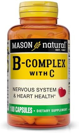 Mason Natural Vitamin Bcomplex With Vitamin C Healthy Heart And Nervous System Improves Immune Function And Energy Metabolism 100 Capsules