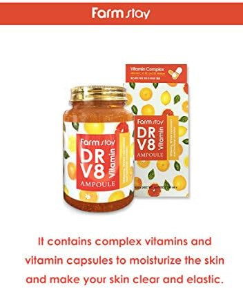 Farmstay All In One Drv8 Vitamin Ampoule Multi Vitamin Ampoule Vitamin C E B5 B3 + Ce Must Have Korean Skin Care Ampoule For Antiaging And Brightening