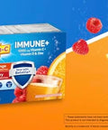 EmergenC Immune+ 1000 Mg Vitamin C + Vitamin D and Zinc (Super Orange 60 Ct/Raspberry 30Ct) 90 Packets