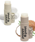Poppy & Pout Jumbo Lip Balm 2 Pack, All Natural Lip Balms & Moisturizers, Hydrates With Beeswax, Vitamin E, Organic Coconut, Island Coconut & Mashmellow Creme