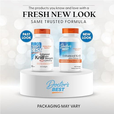 Doctors Best Enhanced Wild Caught Antarctic Krill (Superba2) Plus Omega3S Supports Heart & Brain Health Nongmo Gluten 60 Softgels