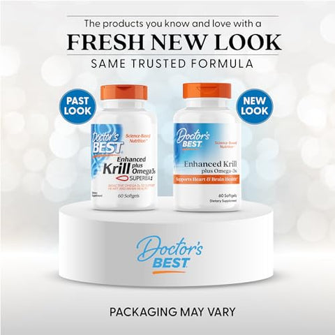 Doctor'S Best Antarctic Krill Oil Plus Omega 3S - Krill Supplement For Men & Women Enhanced With Fish Oil Contains Omega-3 Fatty Acids Dha & Epa Supports Brain & Heart Health 60 Ct Softgels