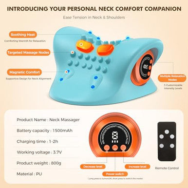 Harrflow Neck Massager 2026 New Upgrade 3 In 1 Portable Massager With Heat &Comfortable Stretching ' adjustable Intensity For Neck & Shoulder Relaxation At Home Office Travel