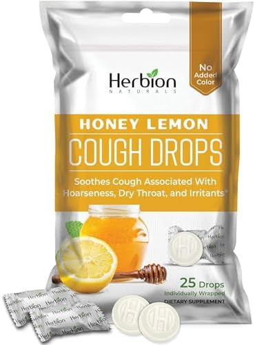 Herbion Naturals Cough Drops With Honey Lemon Flavor Dietary Supplement Soothes Cough For Adults And Children Over 6 Yearspack Of 5 (125 Lozenges)