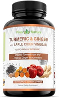 Pius Nature 120 Capsules Of Usda Organic Turmeric Root Powder Usda Organic Ginger Powder And Apple Cider Vinegar Powder With Curcumin (95% Curcuminoids) And Bioperine 1410 Mg Per Serving In Veggie Capsules