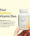 Alaya Naturals Vitamin D3 K2 Supplement 5000 IU D3 50 mcg K1 15 mcg K2 MK7 High Absorption Capsules for Bone and Immune Support NonGMO Vegetarian Capsules 60 Count
