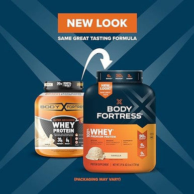 Body Fortress 100% Whey Protein Powder Vanilla & Chocolate 3.9Lbs (Packaging May Vary)