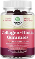 Natures Craft Hair Skin and Nails Gummies for Women - Extra Strength Biotin and Collagen Gummies for Women Hair Skin Nails Support - Non-GMO Kosher Marine Collagen and Biotin 10000mcg per serving Gummies (45 Days)