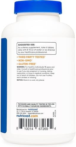 Nutricost Calcium & Magnesium Carbonate 240 Tablets 1200Mg Of Ca & 150Mg Of Mg Per Serving 60 Servings Gluten Nongmo