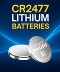 Philips Cr2477 3V Lithium Battery 5-Pack Cr 2477 Battery 10 Year Shelf Life Leak-Proof Design Ideal For Sensors Industrial Use Car Key Fobs Fitness Trackers Monitors Medical Devices