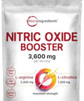 Micro Ingredients Nitric Oxide Supplements For Men & Women 3600Mg 240 Bisected Tablets 80 Servings Max Strength Nitric Oxide Booster With L-Arginine & L-Citrulline