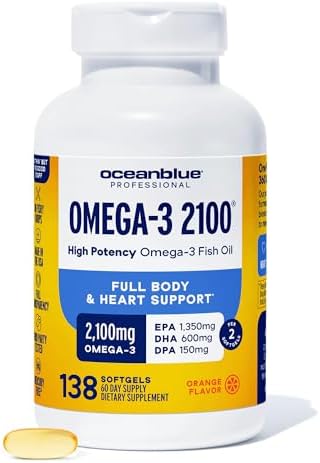 Oceanblue Professional Omega3 2100 " 180 Ct " Triple Strength Burpless Fish Oil Supplement With Highpotency Epa Dha Dpa " Wildcaught " Orange Flavor (90 Servings)
