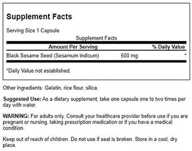 Swanson Full Spectrum Black Sesame Seed 500 Milligrams 60 Capsules (2 Pack)
