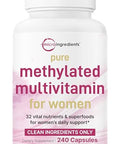 Micro Ingredients Pure Methylated Multivitamin For Women 240 Capsules 32-In-1 Formula With Vitamin B C D Iron Methylfolate & More Supports Women 'S Daily Wellness Filler Free Non-Gmo