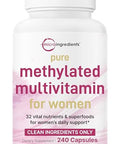 Micro Ingredients Pure Methylated Multivitamin For Women 240 Capsules 32-In-1 Formula With Vitamin B C D Iron Methylfolate & More Supports Women 'S Daily Wellness Filler Free Non-Gmo