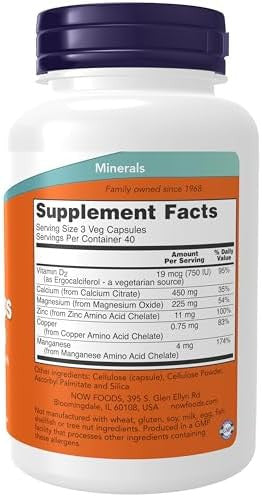 Now Foods Supplements Calcium Citrate With Vitamin D Magnesium Zinc Copper And Manganese 240 Veg Capsules