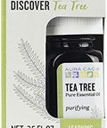 Aura Cacia Discover 100 Pure Tea Tree Essential Oil GC/MS Tested for Purity 7.4 ml 0.25 fl. oz. in Box with Uses Insert Melaleuca alternifolia