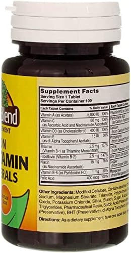 Nature'S Blend Multiple Vitamin With Minerals No Iron 100 Tabs