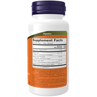 NOW Supplements Gastro Comfort plus Mastic Gum Aloe Vera and Slippery Elm 60 Veg Capsules