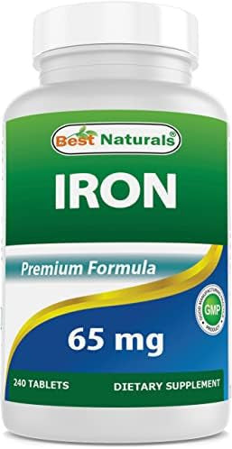 Best Naturals Iron Supplement 65 Mg 240 Tablets Nongmo & Gluten