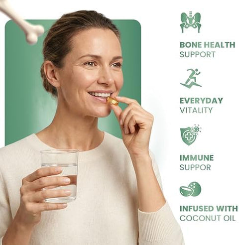 Resilia D3 K2 Vitamin 10000 IU + MK7 200 mcg High Potency Softgels with Coconut Oil for Maximum Absorption Supports Bone Strength Heart Health and Immune System (30 Count)
