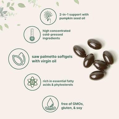 Micro Ingredients Saw Palmetto With Pumpkin Seed Oil For Men 240 Softgels Cold-Pressed Extract Virgin Oil Formula Rich In Essential Fatty Acids & Phytosterols Non-Gmo Gluten & Soy Free