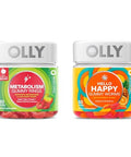 Olly Metabolism Gummy Rings Apple Cider Vinegar Vitamin B12 Chromium & Hello Happy Gummy Worms Mood Balance Support Vitamin D Saffron Adult Chewable Supplement