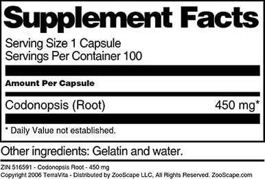 Terravita Codonopsis Root - 450 Mg (100 Capsules, Zin: 516591) - 2 Pack
