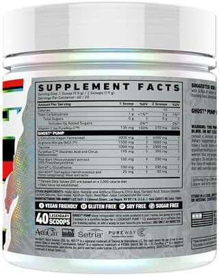 Ghost Pump Nitric Oxide Powder Pineapple 40 Servings Sugar & Stim Preworkout Supplements Lcitrulline Arginine Nitrate & Lglutathione Soy & Gluten Vegan
