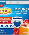 EmergenC Immune+ 1000 Mg Vitamin C + Vitamin D and Zinc (Super Orange 60 Ct/Raspberry 30Ct) 90 Packets
