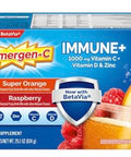 Emergen-C Immune 1000 Mg Vitamin C Vitamin D & Zinc (Super Orange 60 Ct/Raspberry 30Ct) 90 Packets