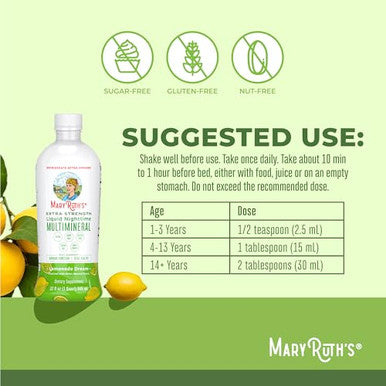 Maryruth'S Maryruth Organics Extra Strength Nighttime Liquid Multimineral Sugar Free Calm Magnesium Citrate No Melatonin Calcium Magnesium Zinc Muscle Relaxation Lemonade Flavor Vegan 32 Serving