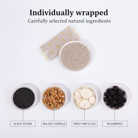 SODGHYTR-Black Sesame Walnut Yam Mulberry Paste-Chinese Cuisine, Breakfast Quick brewing (500 g) /17.64oz/containing 10 Small Bags/Ã©Â»â€˜Ã¨Å ÂÃ©ÂºÂ»Ã§Â³Å