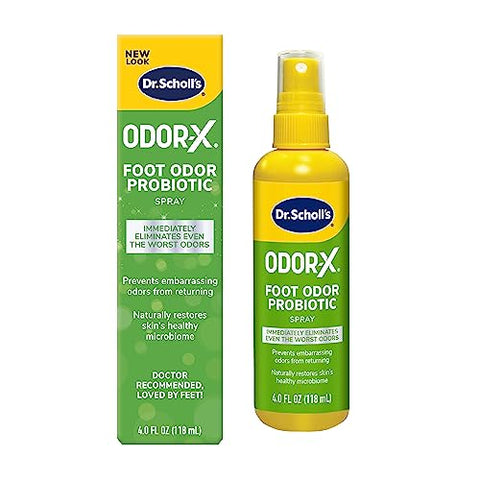 Dr. Scholl'S Odor-X Foot Odor Probiotic Spray 4 Oz // Immediately Eliminates The Worst Odors & Ultra-Sweat Absorbing Foot Powder 7 Oz // Maximum Sweat Absorption