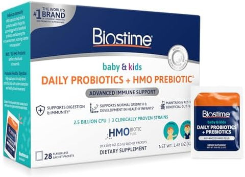 Biostime Baby Probiotic For Kids With Hmo & Prebiotic Fiber Immune Support Constipation Relief And Digestion Support Probiotics For Kids Toddlers And Infants 28 Powder Packets