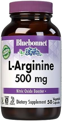 Bluebonnet Nutrition Larginine 500Mg Form Amino Acid Nitric Oxide Precursor Soy Gluten Nongmo Kosher 50 Vegetable Capsules 50 Servings