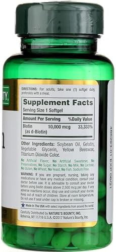 Nature's Bounty Biotin 10000 Mcg Ultra Strength Rapid Release Liquid Softgels 120 Ea Pack Of 2