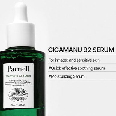 Parnell Cicamanu 92 Serum (1.01 Fl Oz) 30Ml Melatonin, Centella Asiatica Ceramide For Overnight Recovery & Soothing Irritated Skin Targets Hyperpigmentation & Deep Hydration Korean Skin Care