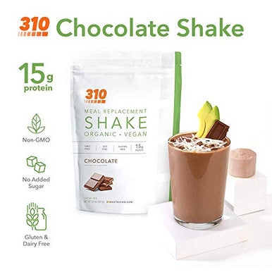 Vegan Organic Plant Protein Powder And Meal Shake With Shaker Cup And 2 Oz Mct Oil By 310 Nutrition Gluten Dairy And Soy 0G Of Sugar Keto And Paleo Friendly (Chocolate)
