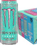 Monster Energy Ultra Variety Pack, Blue Hawaiian, Ultra Vice Guava, Ultra Fantasy Ruby Red, Sugar Free Energy Drink, 16 Ounce (Pack of 15)