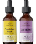 Herbamama Herbal Liquid Drops Kit - Bundle Of Dandelion Root & Milk Thistle Tincture 2 Fl Oz - Vegan Non-Gmo Sugar & Alcohol- - 2 Pack
