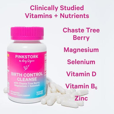 Pink Stork Birth Control Cleanse To Support Hormone Balance With Chaste Tree Berry (Vitex) Magnesium And Selenium Period Support For Conception Fertility Supplements For Women 60 Capsules