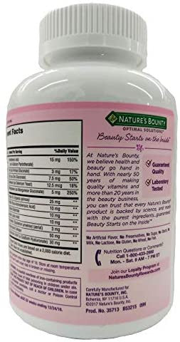 Nature's Bounty Hair Skin and Nails 5000 mcg of Biotin - 250 Coated Softgels Regular & Extra Strength