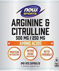 Now Sports Nutrition Arginine & Citrulline 500 Mg/ 250 Mg Amino Acids 240 Veg Capsules
