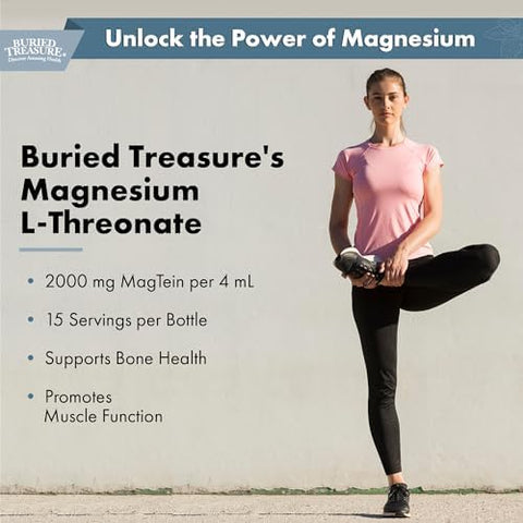 Buried Treasure Magtein 2 Oz. 15 Doses Brain Health Magnesium Lthreonate For Enhanced Memory And Sleep