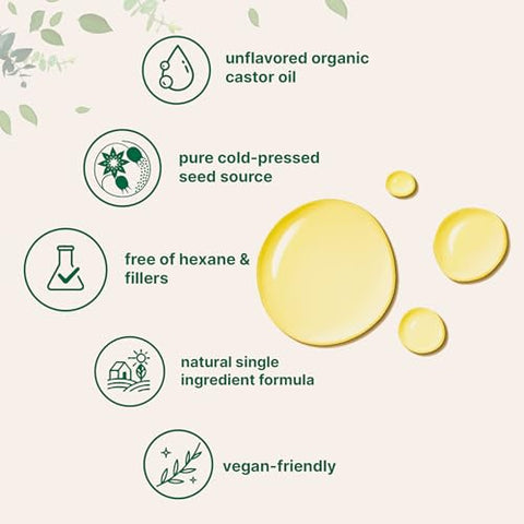 Micro Ingredients Cold-Pressed Organic Castor Oil 32 Fl Oz 100 Pure Unrefined & Hexane-Free Organic Carrier Oil For Hair Skin Eyelashes & Face Sourced In India Usda Certified Non-Gmo