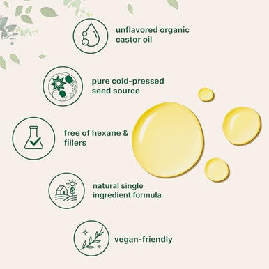 Micro Ingredients Cold-Pressed Organic Castor Oil 32 Fl Oz 100 Pure Unrefined & Hexane-Free Organic Carrier Oil For Hair Skin Eyelashes & Face Sourced In India Usda Certified Non-Gmo